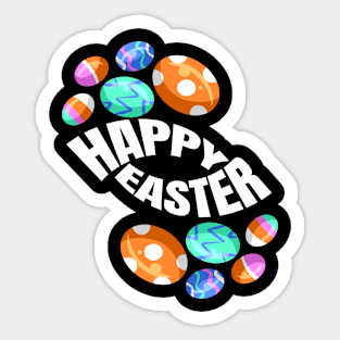 A Set of Colorful Easter Eggs for a Happy Easter Sticker